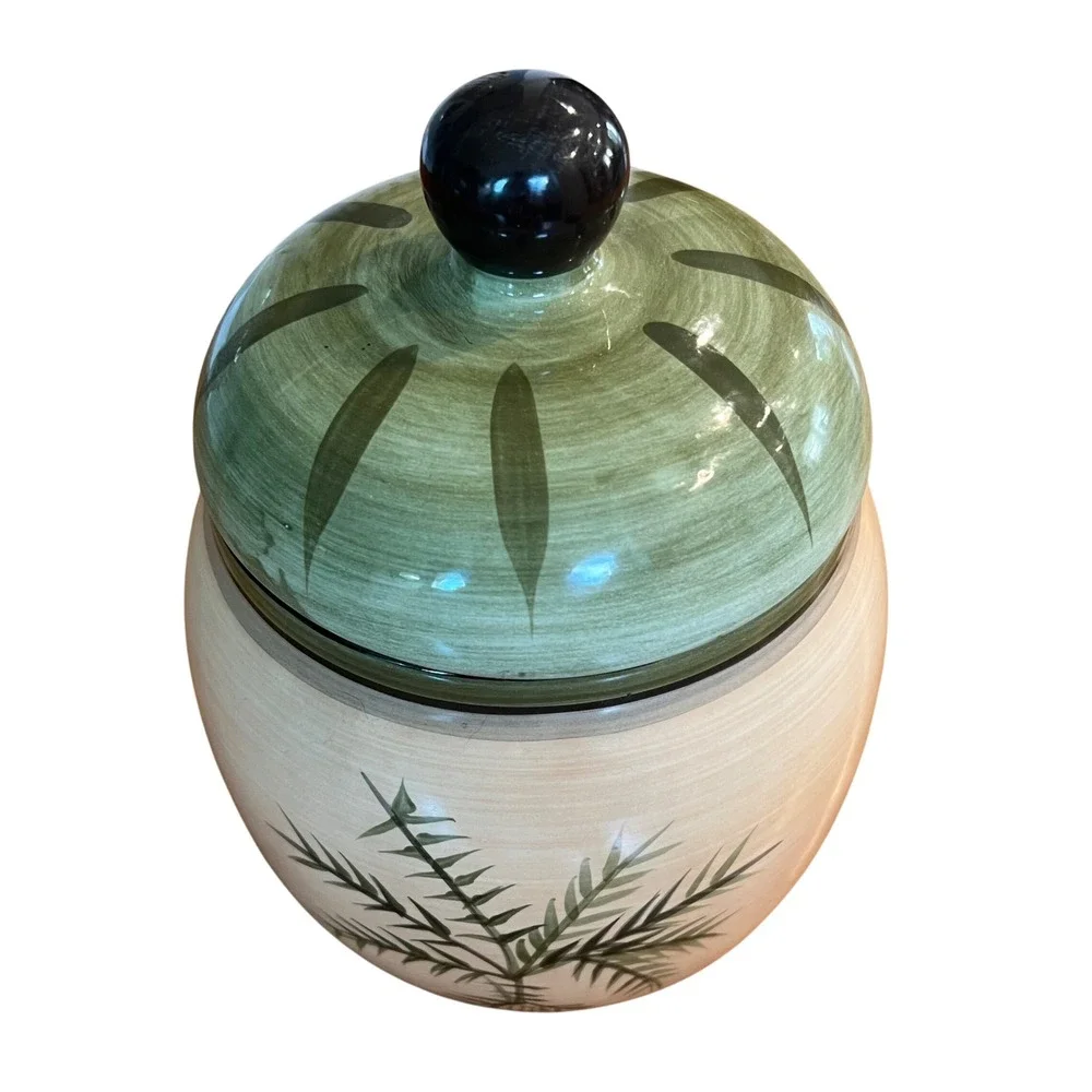 Sauvignon West Indies Ceramic Palm Tree Lidded Canister Cookie Jar Tropical